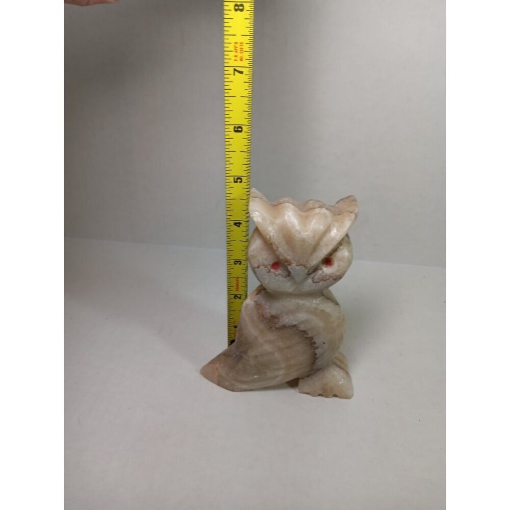 Vintage Large Natural Stone Alabaster Owl Figurine Paperweight - Picture 6 of 7